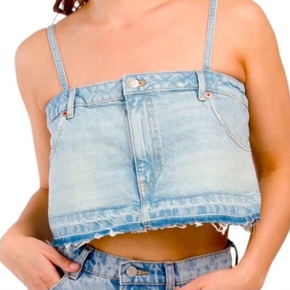 ZARA DENIM CROP TOP ZARA DENIM CROP TOP ZARA DENIM CROP TOP ZARA DENIM CROP TOP - Picture 1 of 5